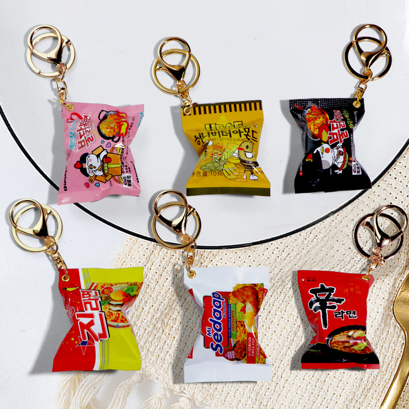 Zinc Food Snacks - Korean Instant Noodles Keychains Realistic Snack