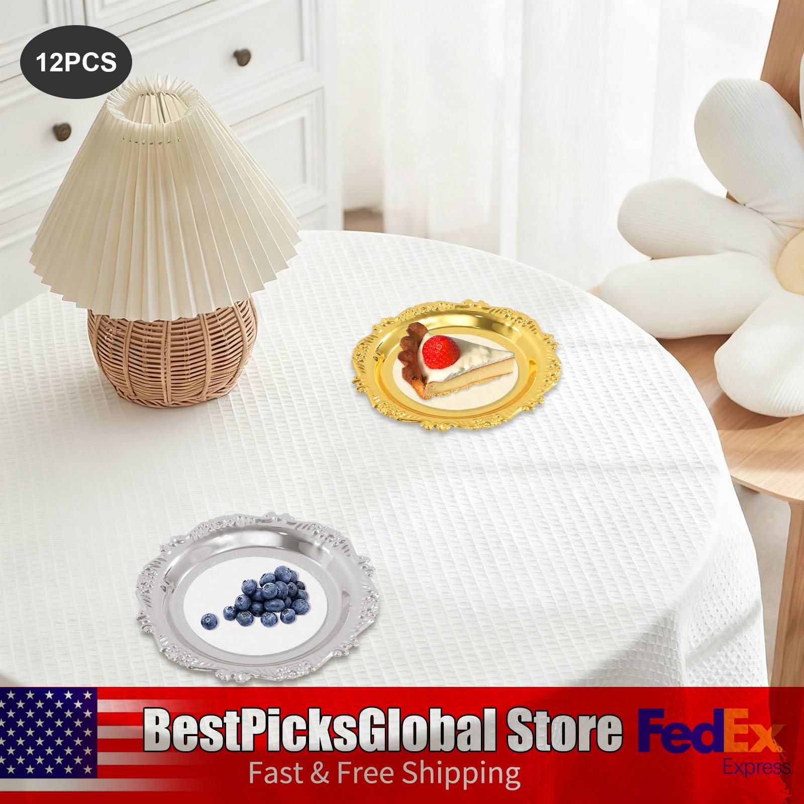 6 PCS Metal Snack Plates Gold/ - Food Snacks Options review and price