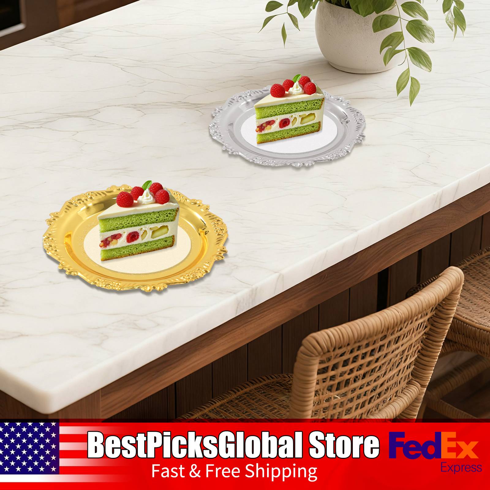 6 PCS Metal Snack Plates Gold/ - Food Snacks Options review and price
