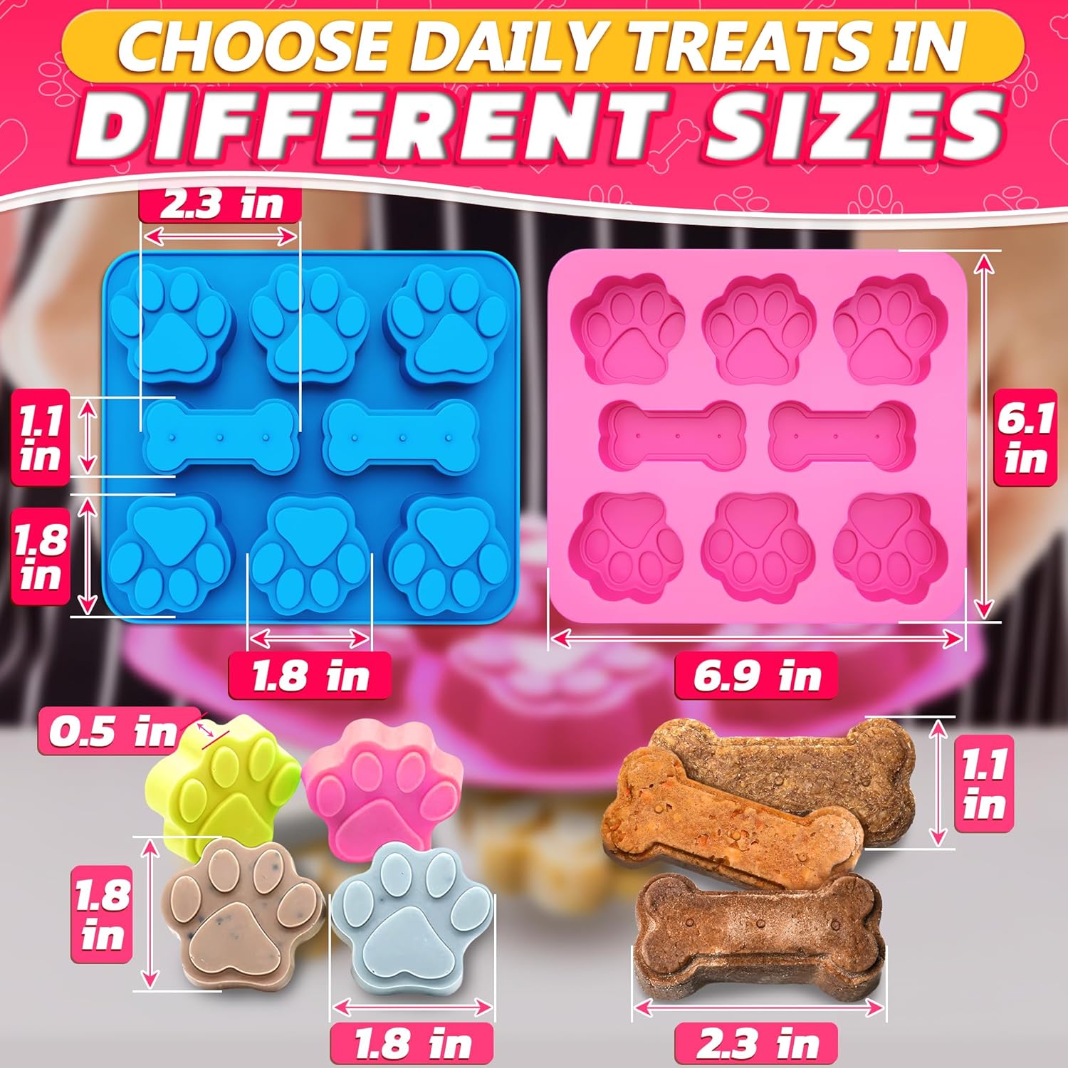 2 Pcs Dog Treat Molds Silicone - Peanut Butter Snack review and price