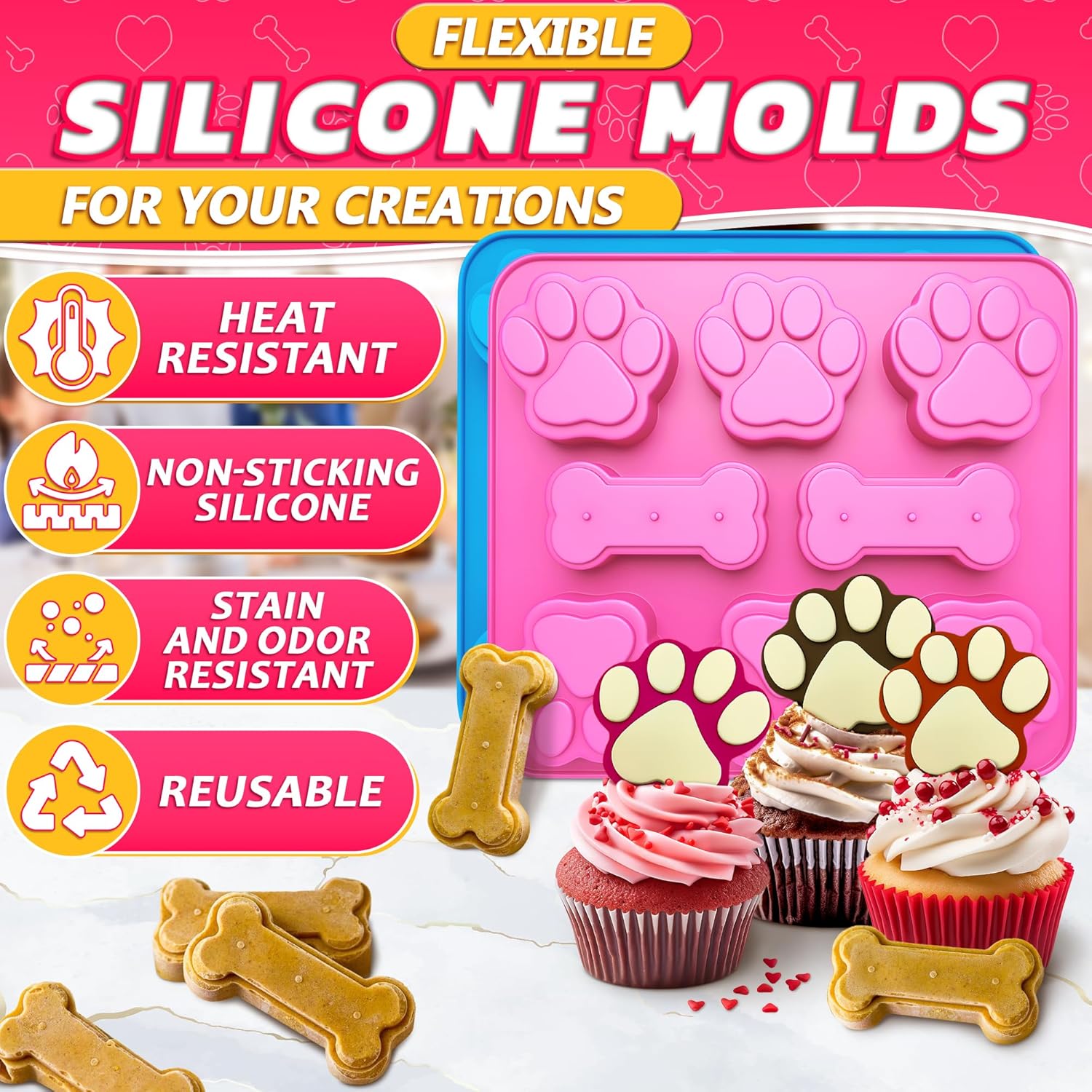 2 Pcs Dog Treat Molds Silicone - Peanut Butter Snack review and price